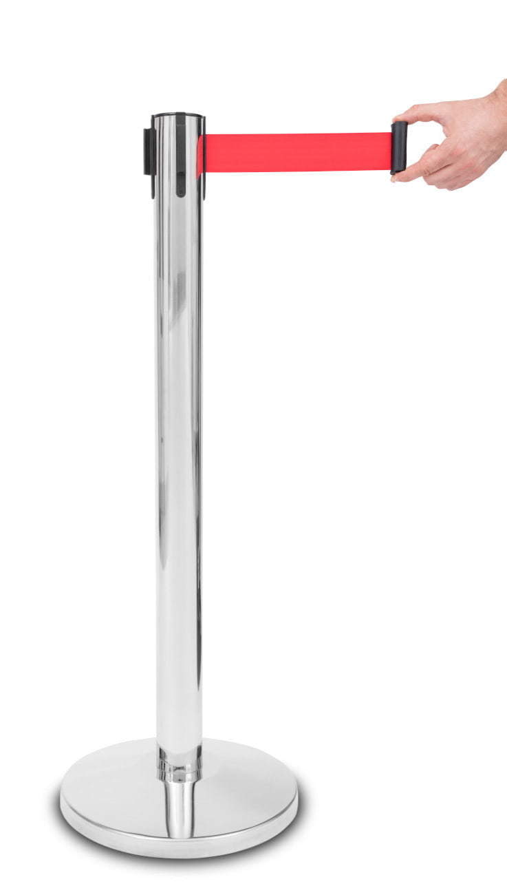 Barrier post “PREMIUM” – Chrome, Red Belt