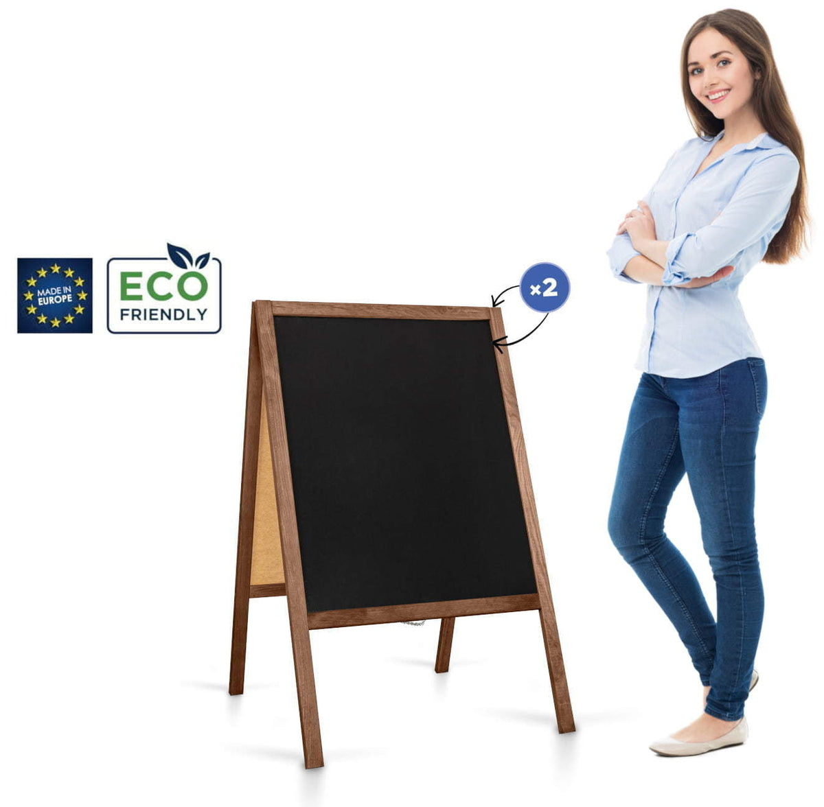 Chalkboard sign Classic M (60×100 cm) – brown