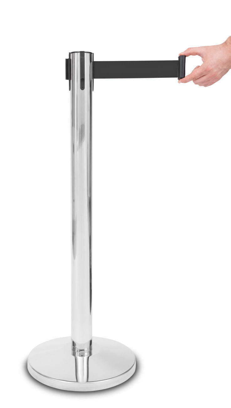 Barrier post “PREMIUM” – Chrome, Black Belt