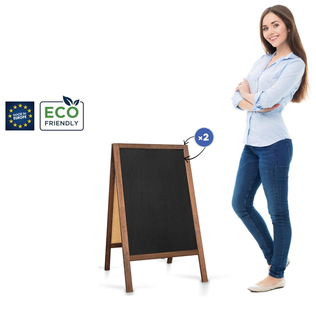 Chalkboard sign Classic S (51×90 cm) – brown