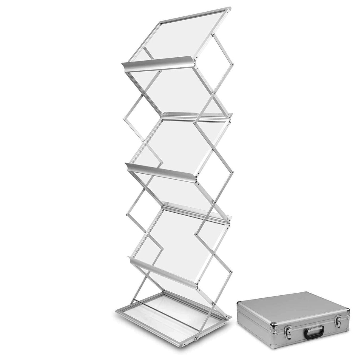 Montana brochure holder A3 – divpusējs brošūru statīvs ar alumīnija koferi (sudraba)