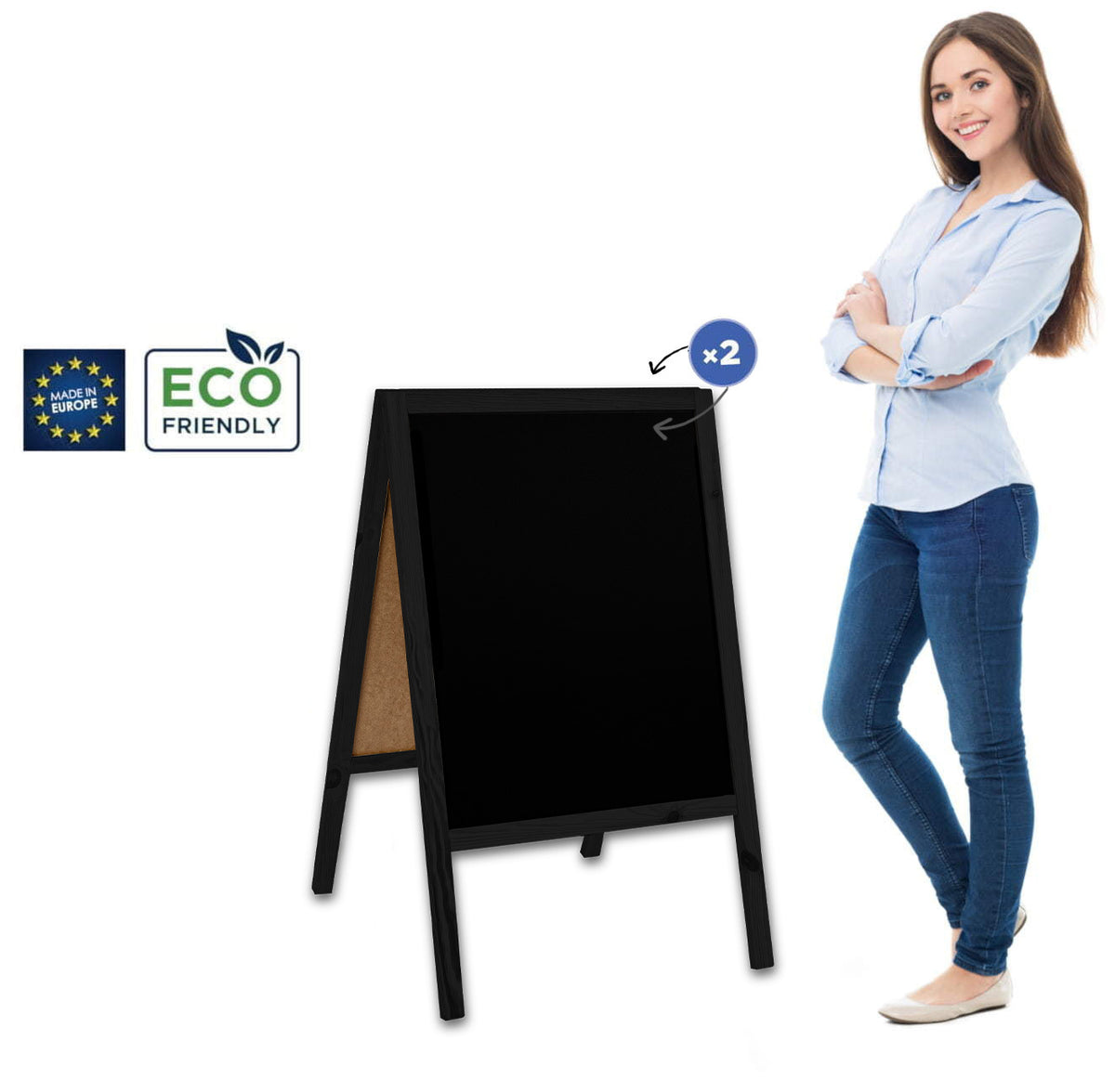 Chalkboard sign Classic M (60×100 cm) – black