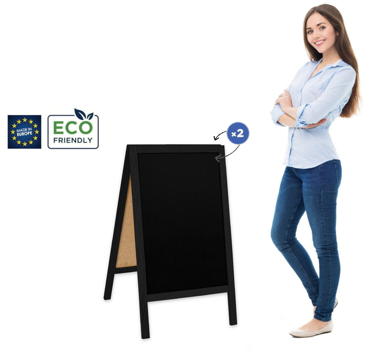 Chalkboard sign Classic S (51×90 cm) – black