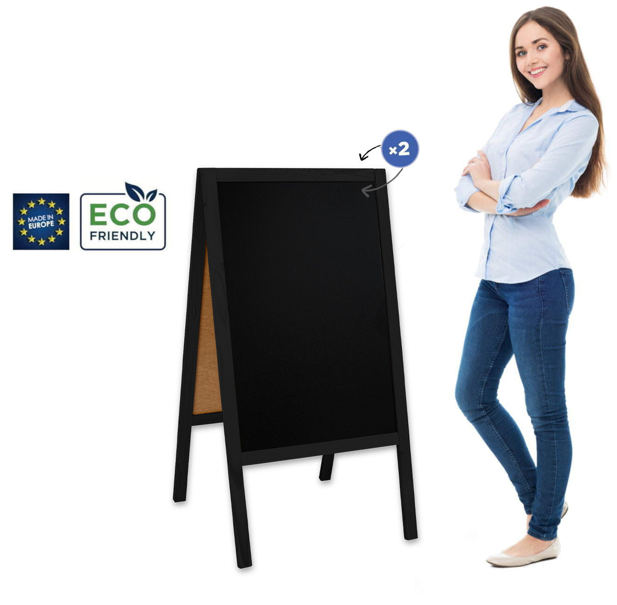 Chalkboard sign Classic L (61×118 cm) – black