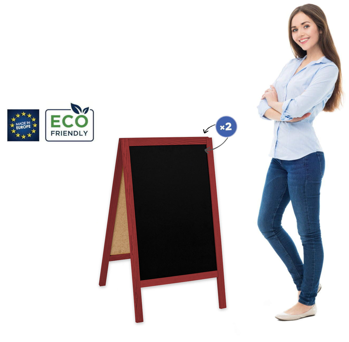 Chalkboard sign Classic S (51×90 cm) – red