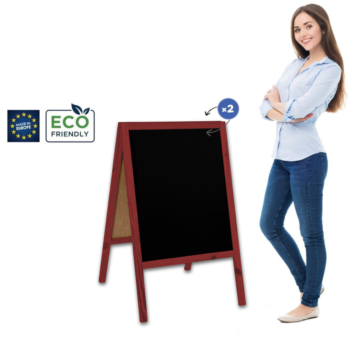 Chalkboard sign Classic M (60×100 cm) – red