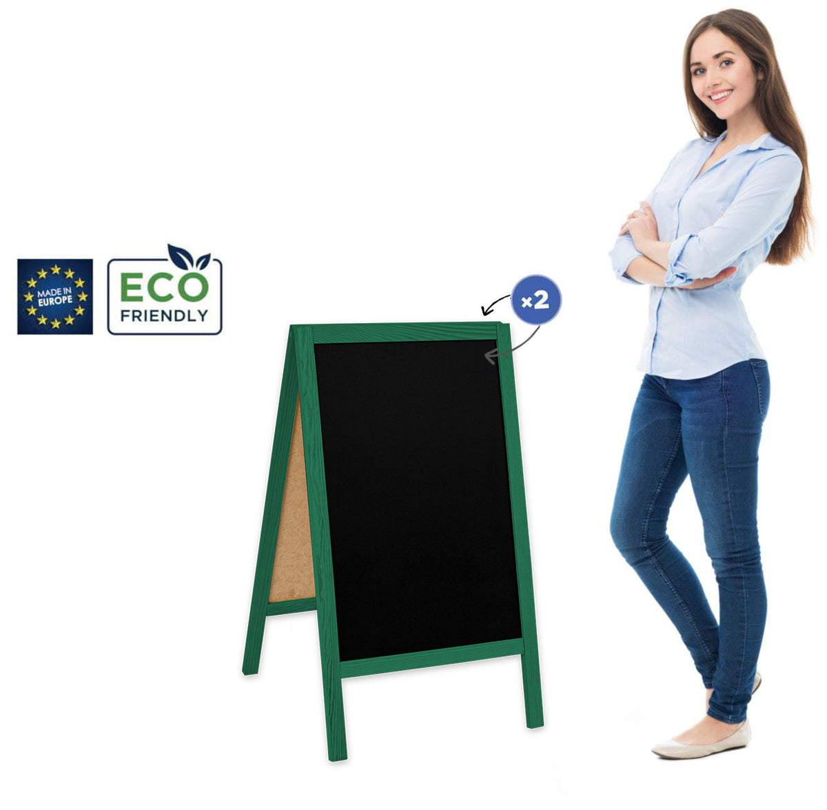 Chalkboard sign Classic S (51×90 cm) – green