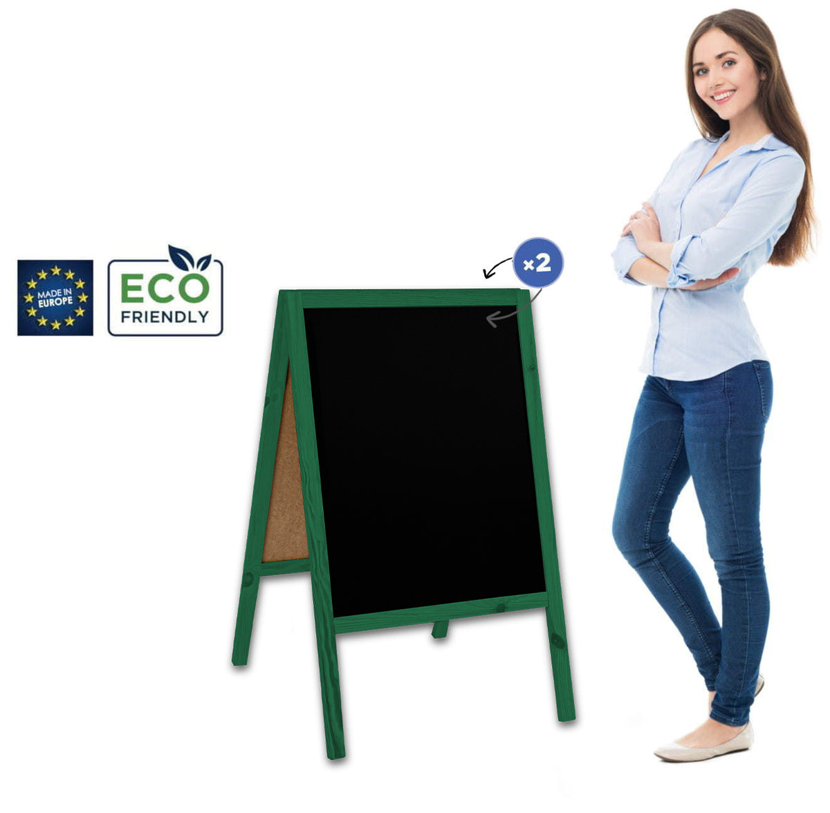 Chalkboard sign Classic M (60×100 cm) – green