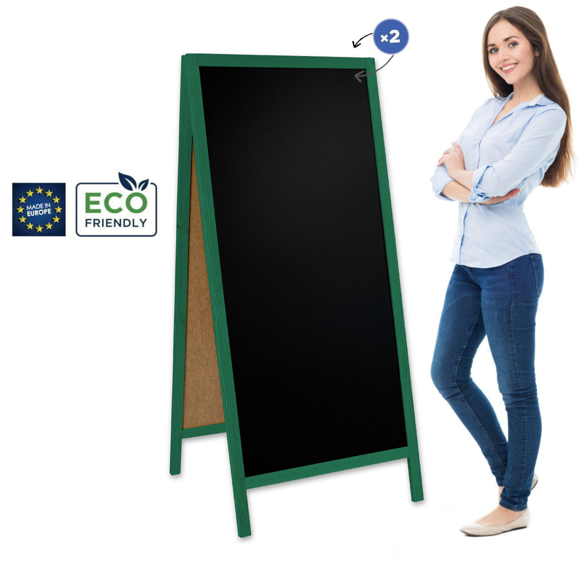 Chalkboard sign Classic XL (72×160 cm) – green