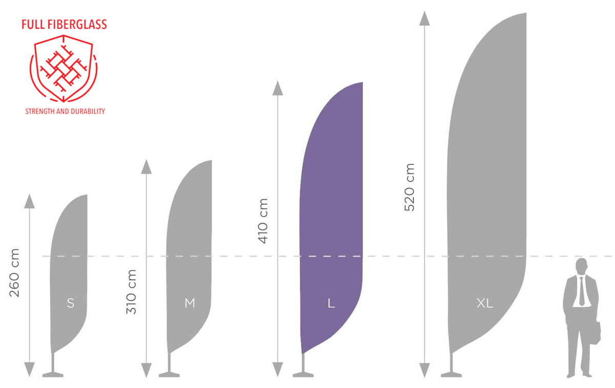 Standard plus L – 450 cm stikla šķiedras karoga masts