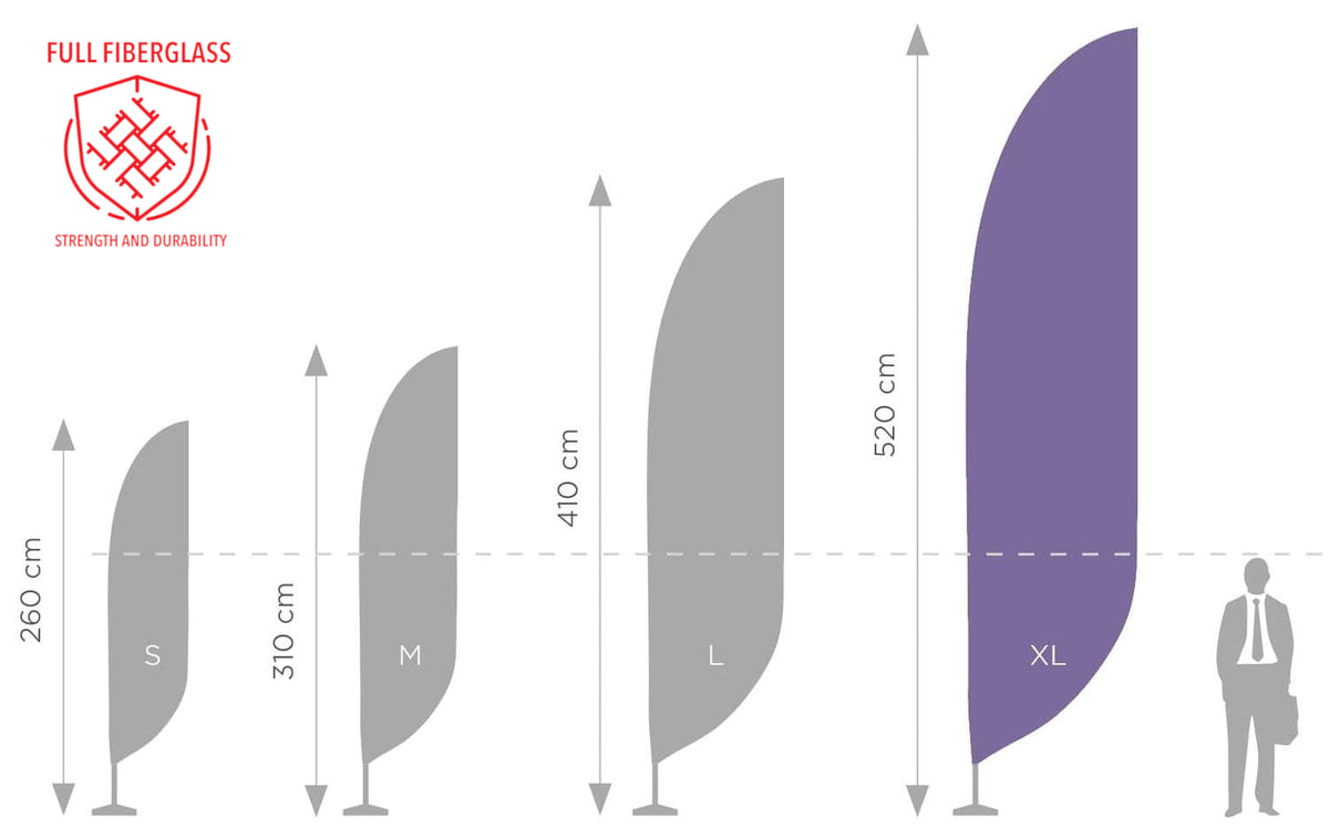 Standard plus XL – 450 cm stikla šķiedras karoga masts